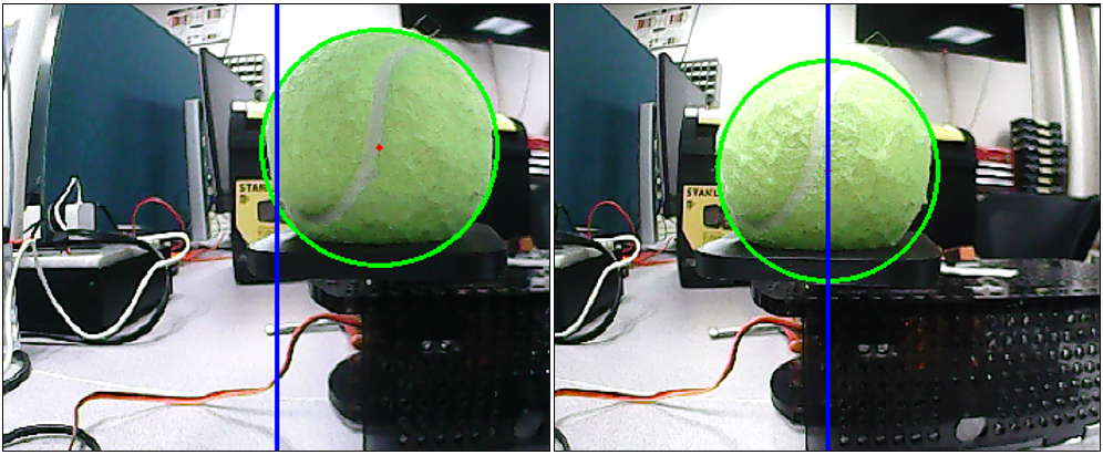 Camera captures of the tennis ball
